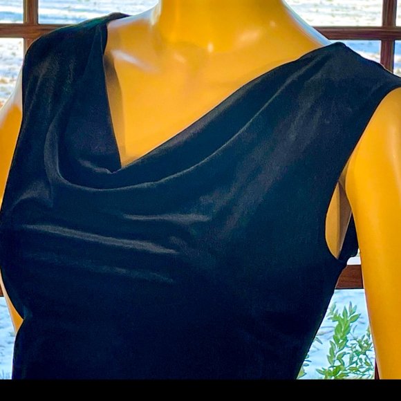 ▪️VTG▪️AFTER DARK▪️Black Velvet Draped Pin-Up Sleeveless Blouse - Picture 3 of 4